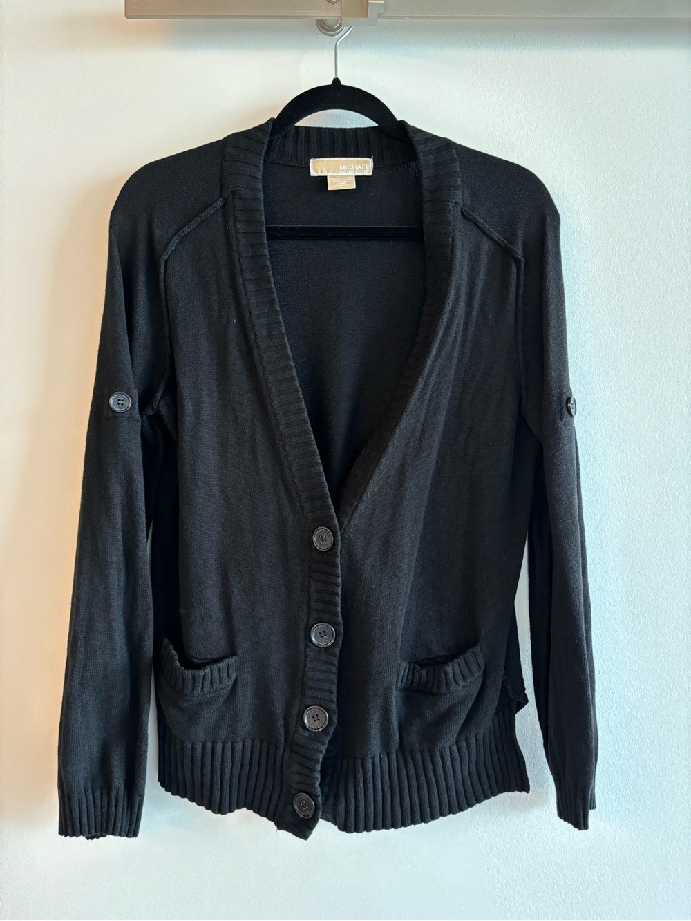 Black Button-Front Women's Cardigan
